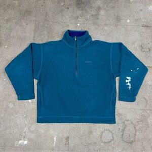 Vintage 90s Patagonia Quarter Zip Fleece Pullover Blue Size Medium Made In USA